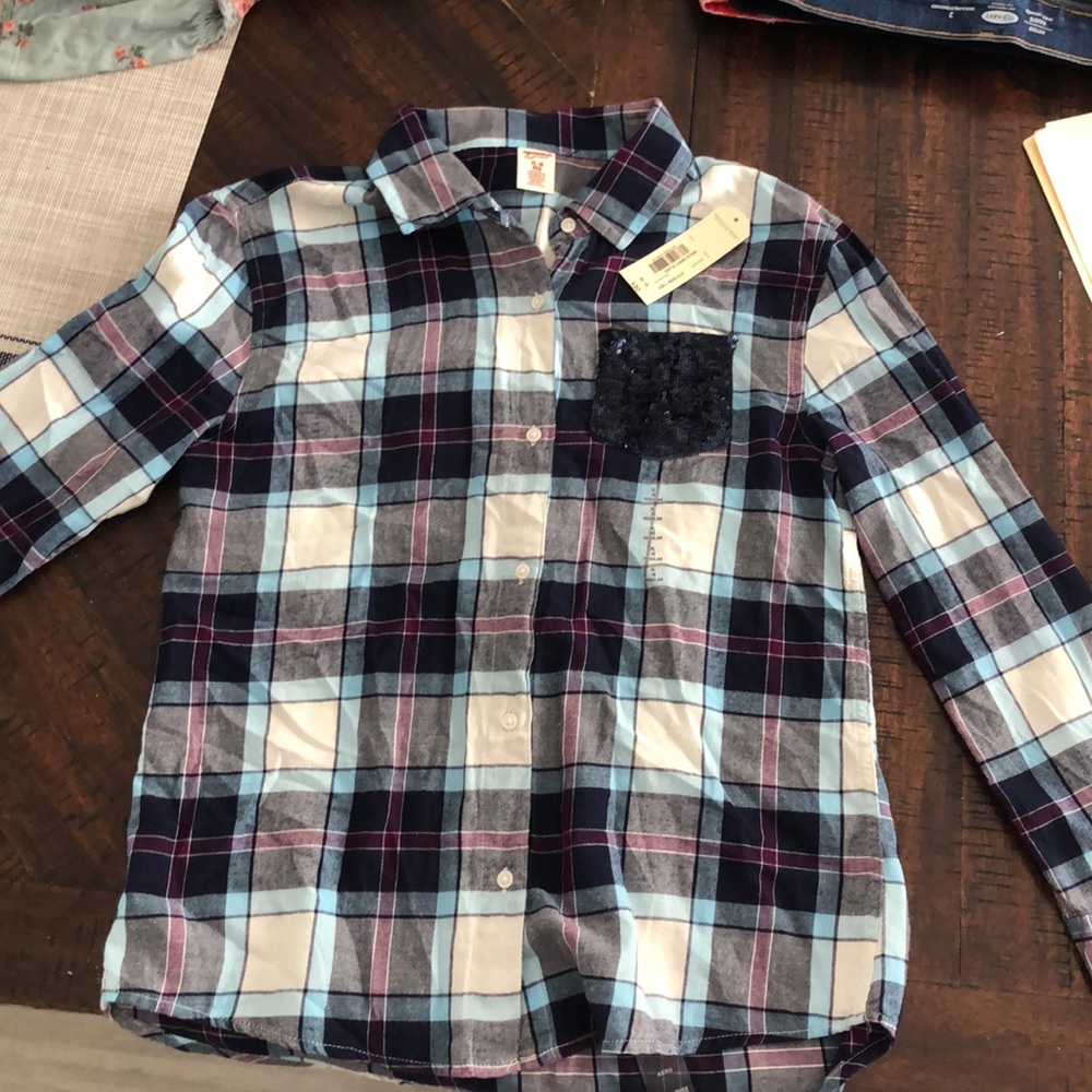 Arizona Jeans Co. Girls Bold Navy Plaid